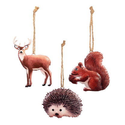 Mteal Woodland Animal Ornaments