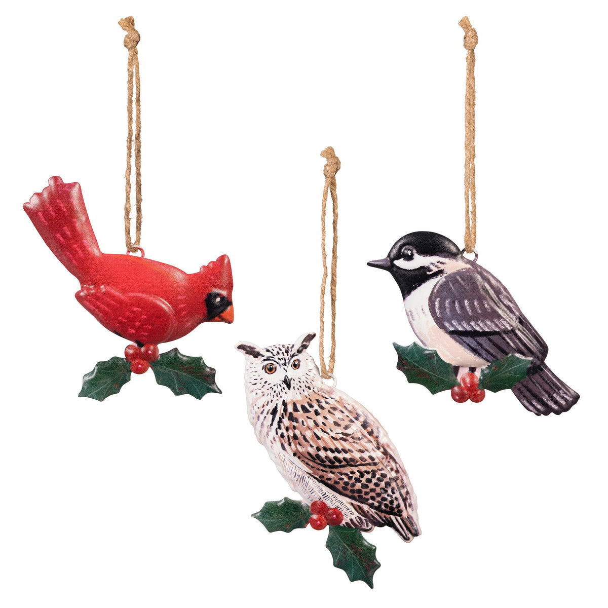 Mteal Woodland Birds Ornaments