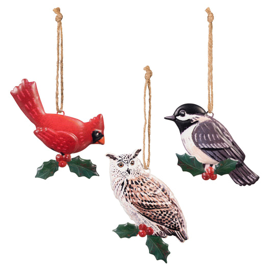 Mteal Woodland Birds Ornaments