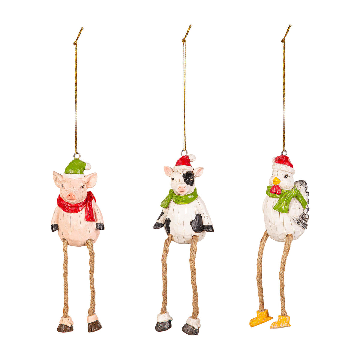 Resin Farm Animals w/ Dangling Legs Ornaments