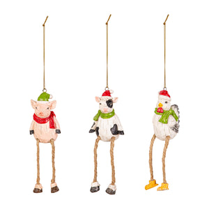 Resin Farm Animals w/ Dangling Legs Ornaments