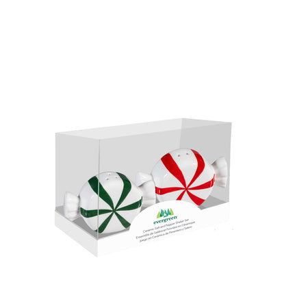 Salt & Pepper Shakers, Ceramic Peppermint Candies