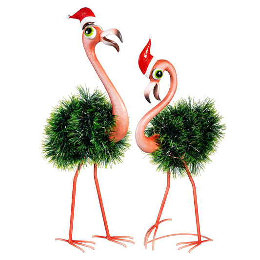 Decor Metal Festive Flamingo, 24in H