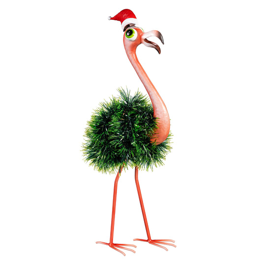 Decor Metal Festive Flamingo, 24in H