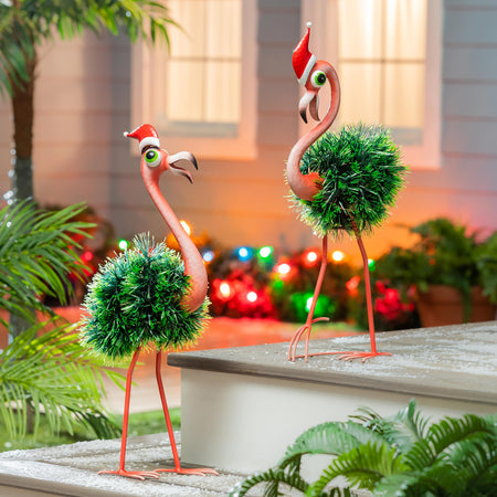 Decor Metal Festive Flamingo, 24in H