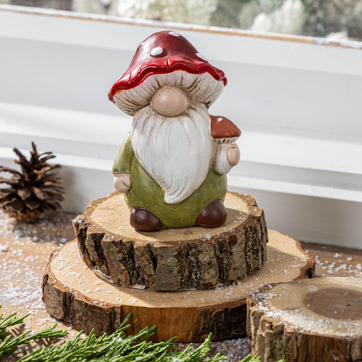 Ceramic Mushroom Gnome, Table Decor