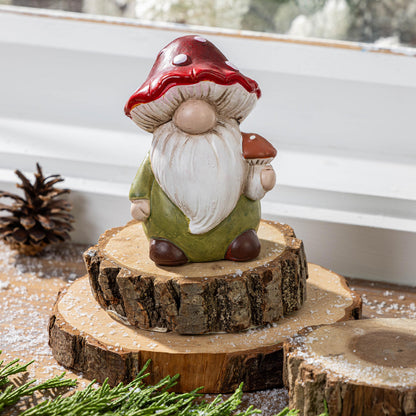 Ceramic Mushroom Gnome, Table Decor