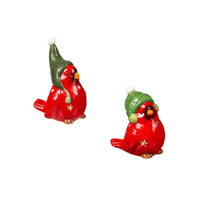 Decor, Ceramic LED Cardinal W/ Star Cut-Ourts, Ast
