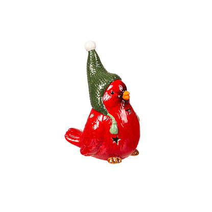 Decor, Ceramic LED Cardinal W/ Star Cut-Ourts, Ast