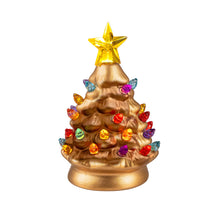 Load image into Gallery viewer, LED Mini Ceramic Christmas Tree, 5in, Metallic
