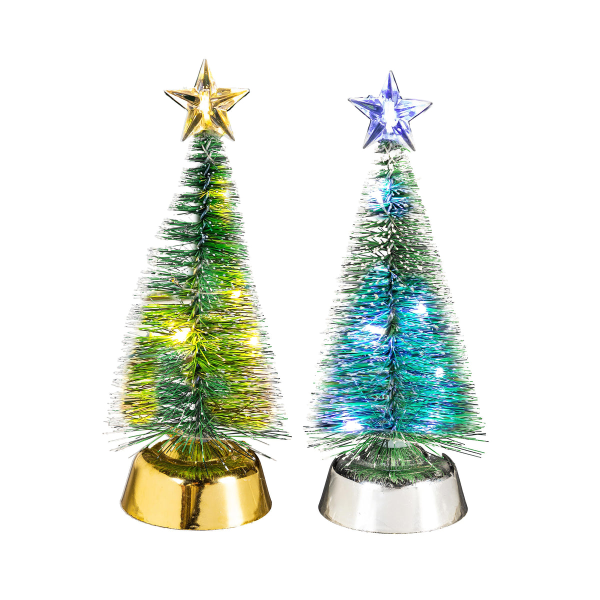 LED Colour Changing Bottlerbush Tree, Green, 7.5in