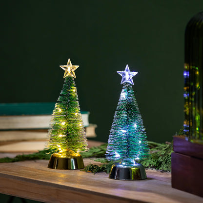 LED Colour Changing Bottlerbush Tree, Green, 7.5in