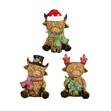 Load image into Gallery viewer, Decor Holiday Highland Cow
