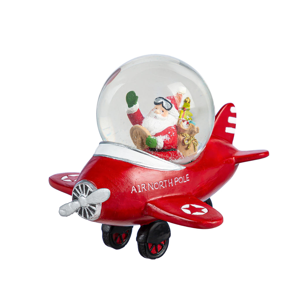 Polyresin Water Globe, Santa in Plane