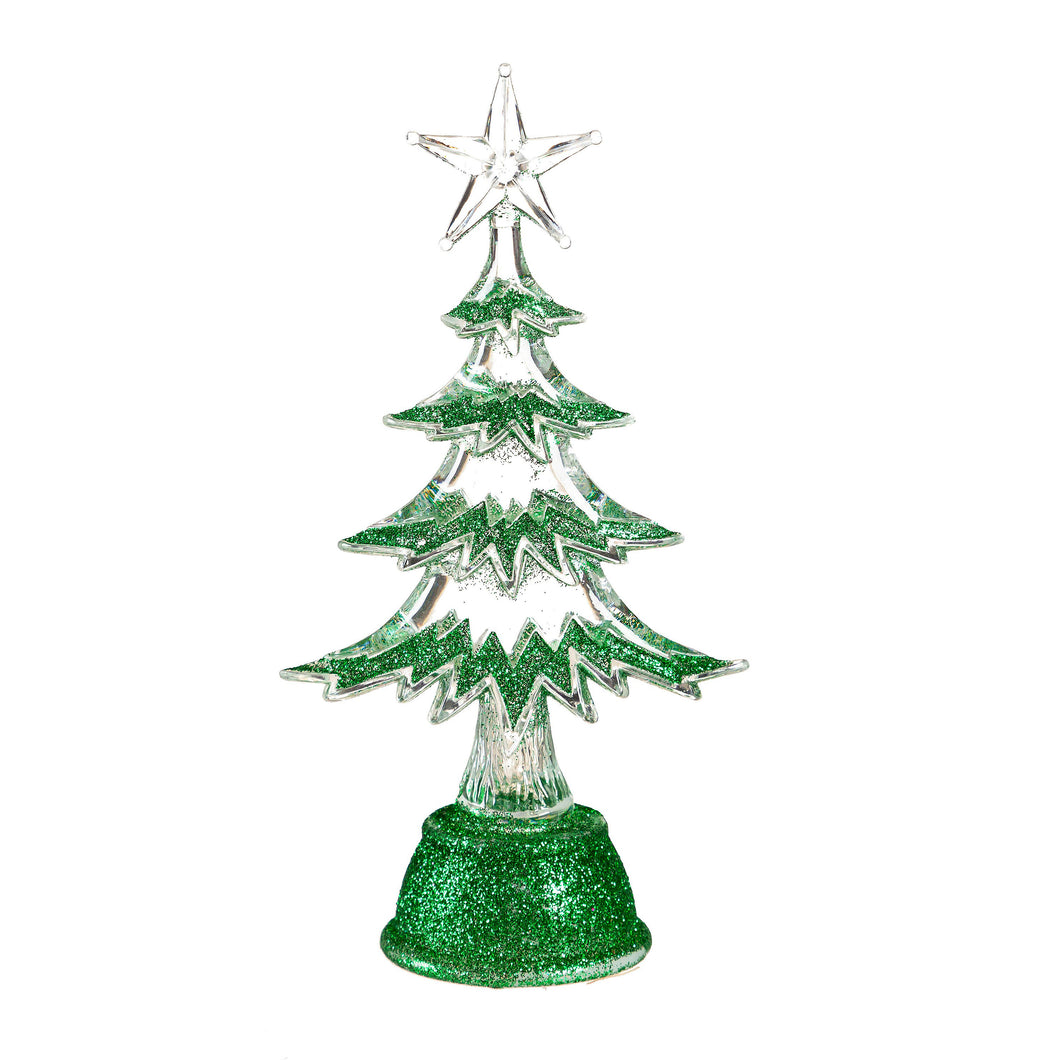 LED Mini Resin Christmas Tree, 6.5in, Color Chang