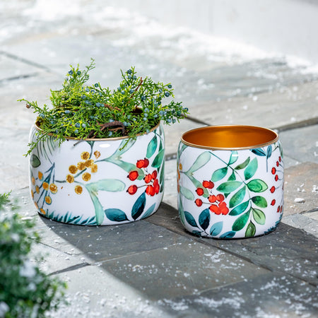 Festive Foliage Metal Planter, Large