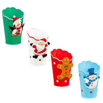 Holiday Friends Metal Planter Assorted