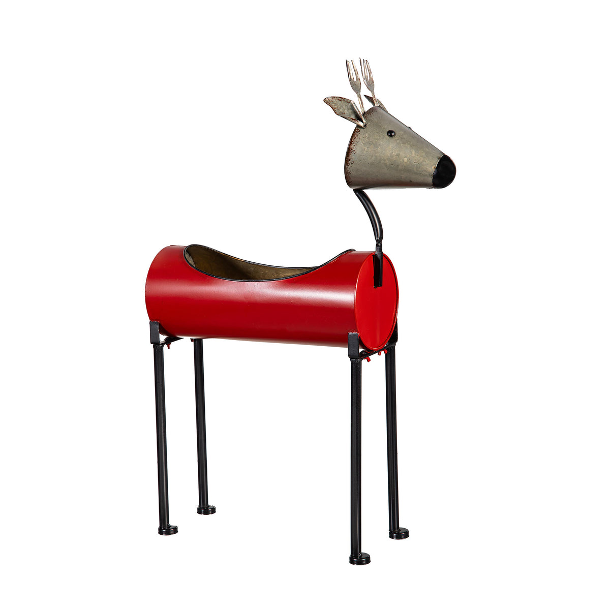 Planter, Metal, Christmas Reindeer