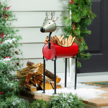 Planter, Metal, Christmas Reindeer