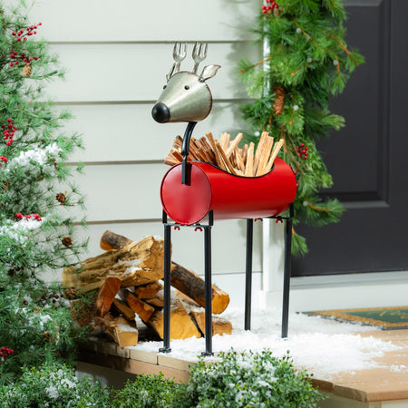 Planter, Metal, Christmas Reindeer