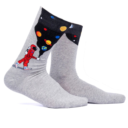Men's Crew Socks,Moon Walk In The Morning