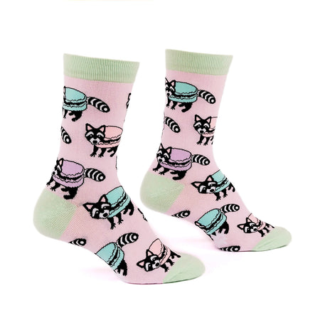 Womans Crew Socks,Macaraccoon