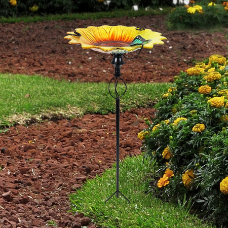 Birdbath Glass Sunflower, Stake