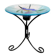 Birdbath Glass Hummingbird With Solar Light