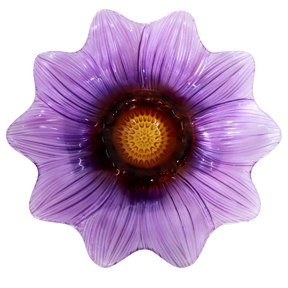 Birdbath Glass Purple FLower