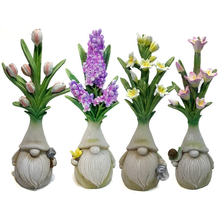 Decor 10in Gnomes with Flowers Assorted