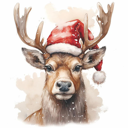 Cocktail Napkin, Deer With Santa Hat, 20pcs.