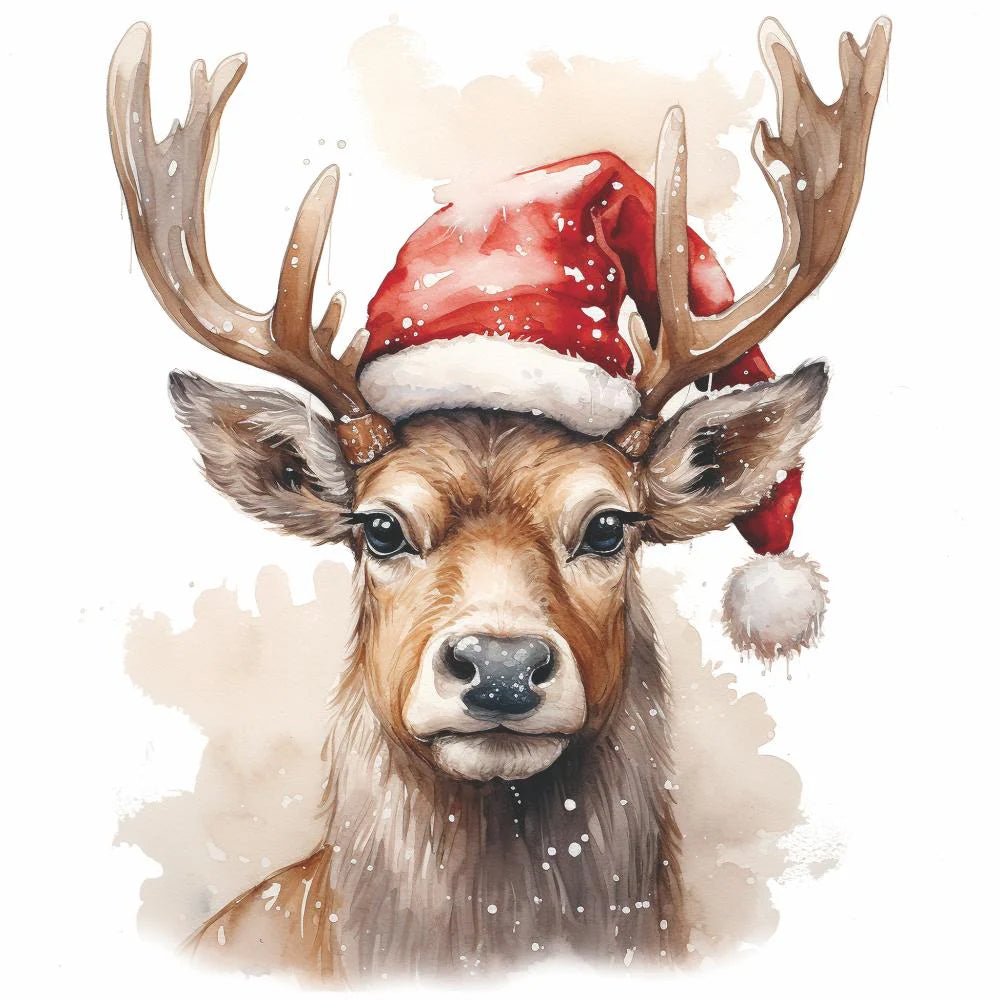 Cocktail Napkin, Deer With Santa Hat, 20pcs.