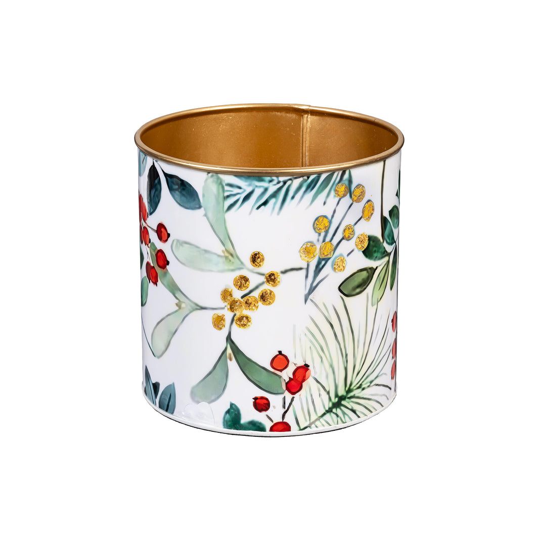 Festive Foliage Metal Planter, Medium