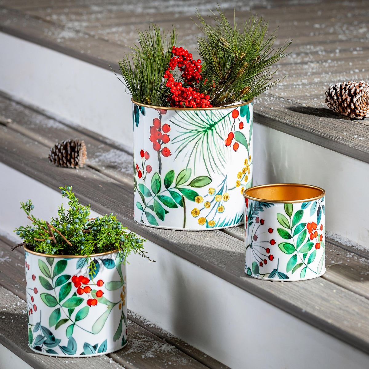 Festive Foliage Metal Planter, Small