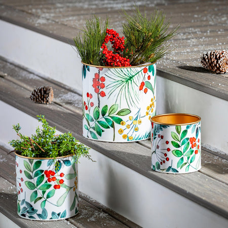 Festive Foliage Metal Planter, Large
