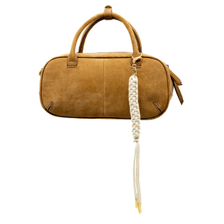 Bag Charm, Braided Cord in White