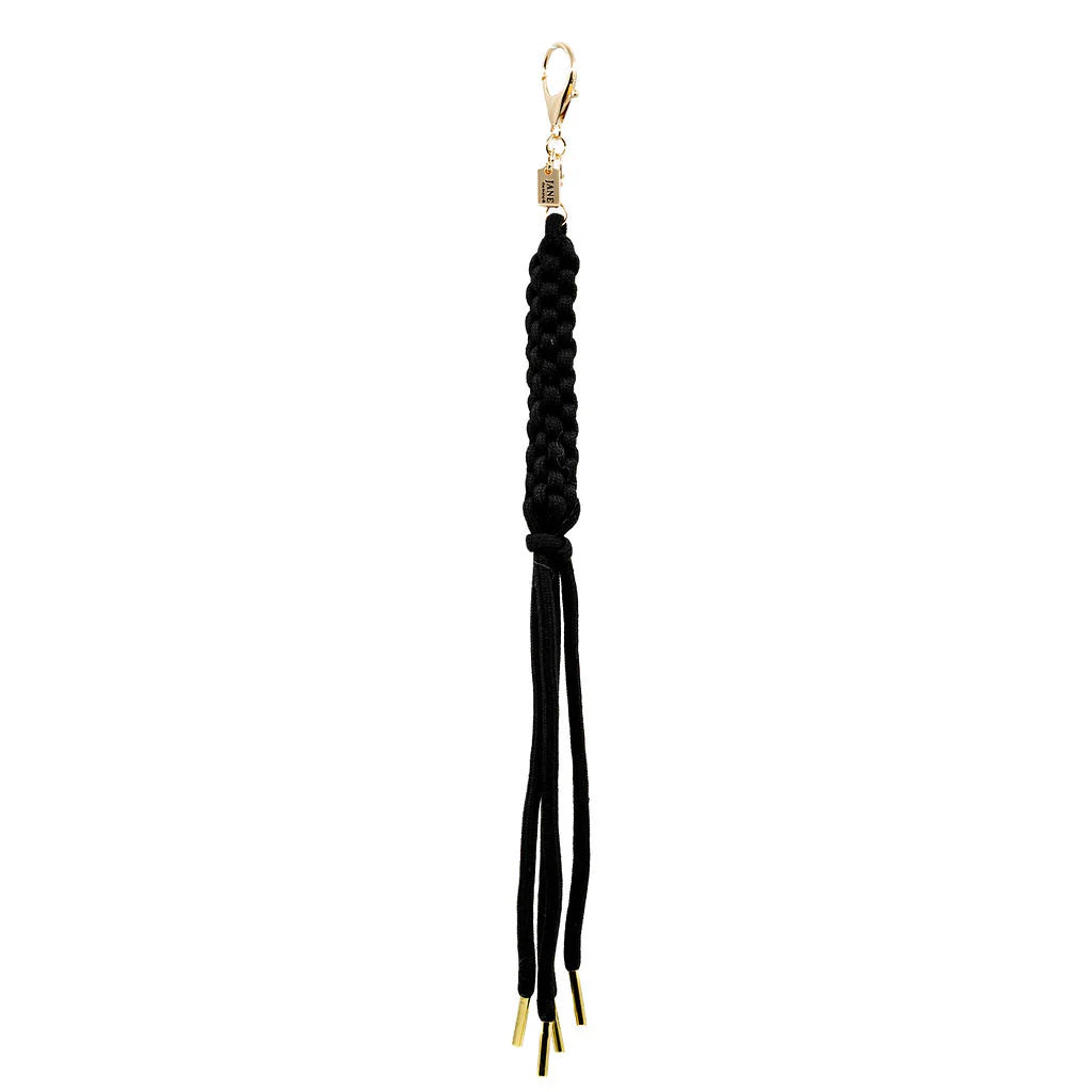 Bag Charm, Braided Cord in Black