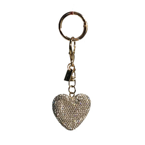 Bag Charm, Metal Sparkel Heart Charm In Silver