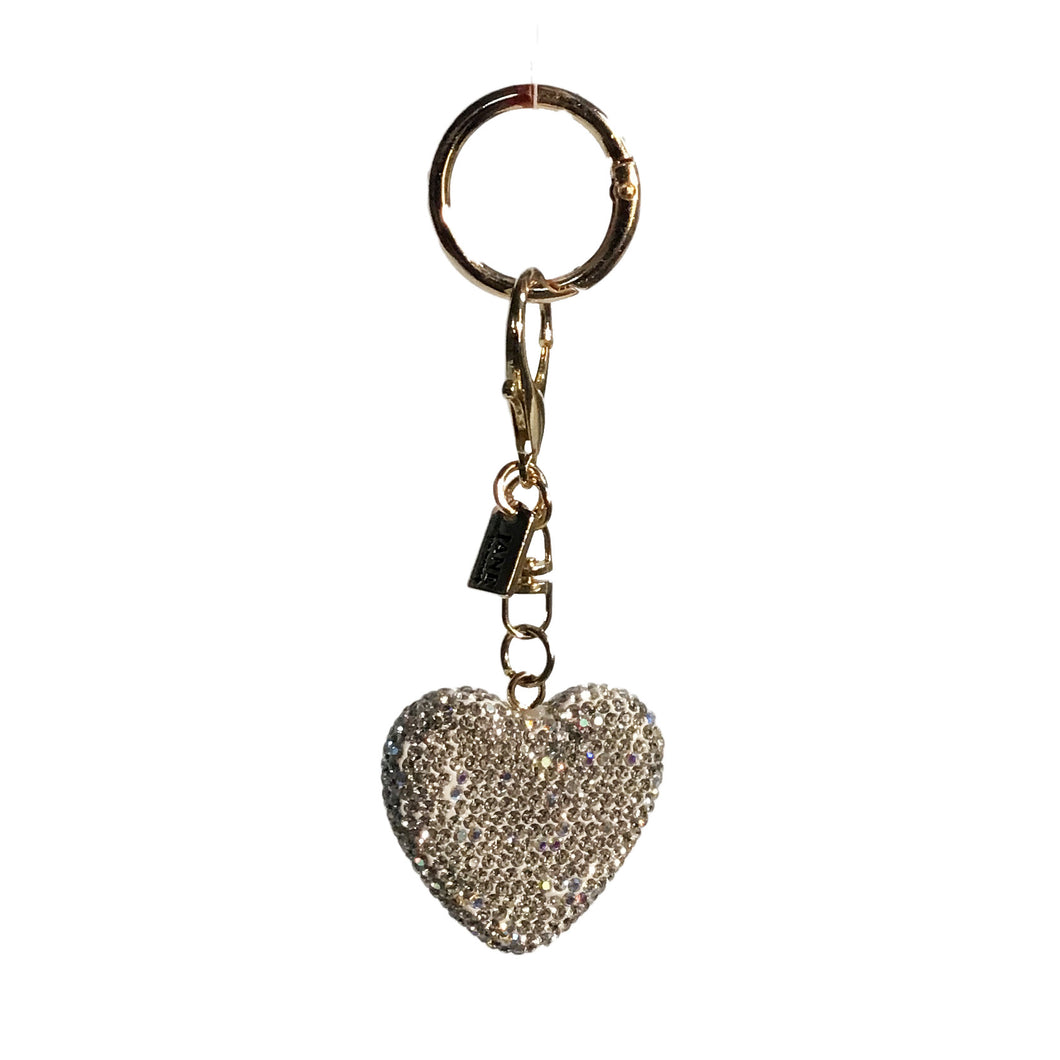 Bag Charm, Metal Sparkel Heart Charm In Silver