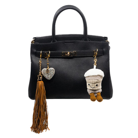 Bag Charm, Metal Sparkel Heart Charm In Silver