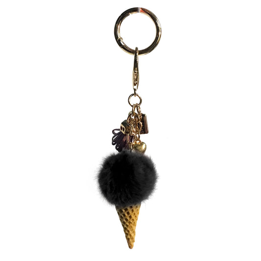 Bag Charm, Plush Ice Cream In Black