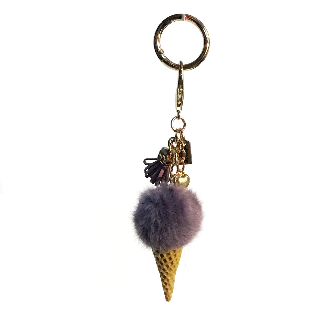 Bag Charm, Plush Ice Cream In Purple