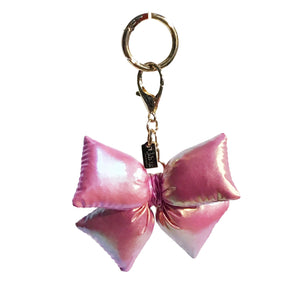 Bag Charm, Iridescent Puffy Bow in Pink