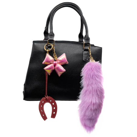 Bag Charm, Iridescent Puffy Bow in Pink