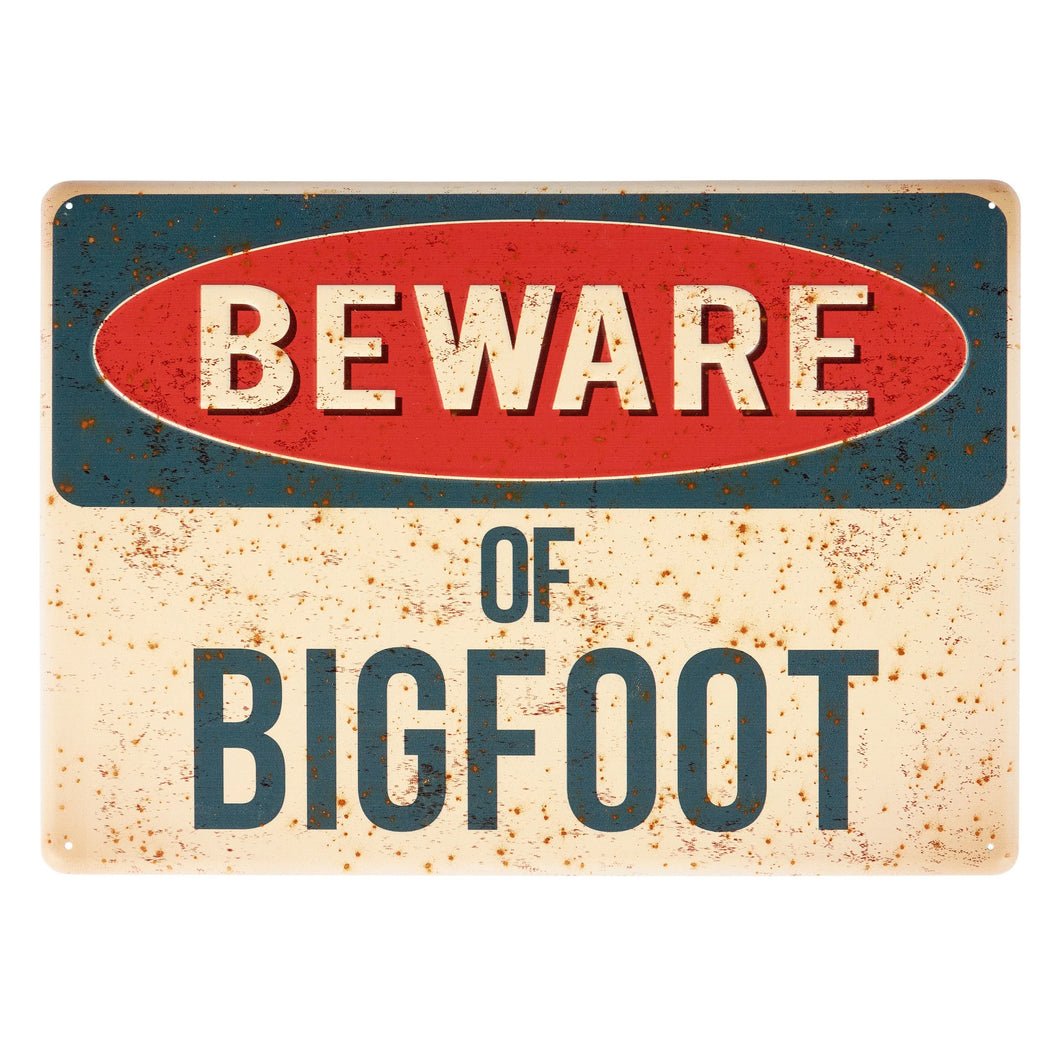Metal Wall Sign, Beware Of Bigfoot