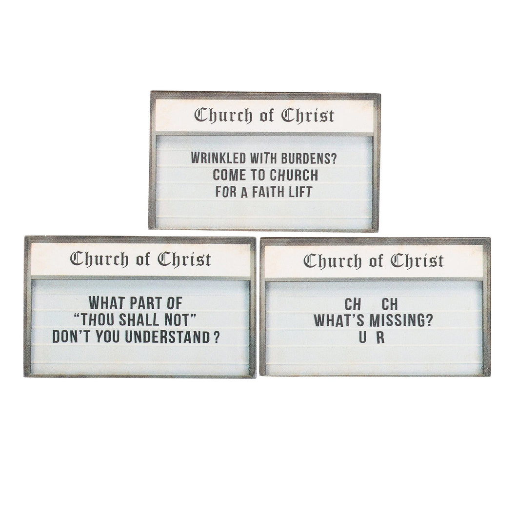 Church Signs Magnets, Set of 3