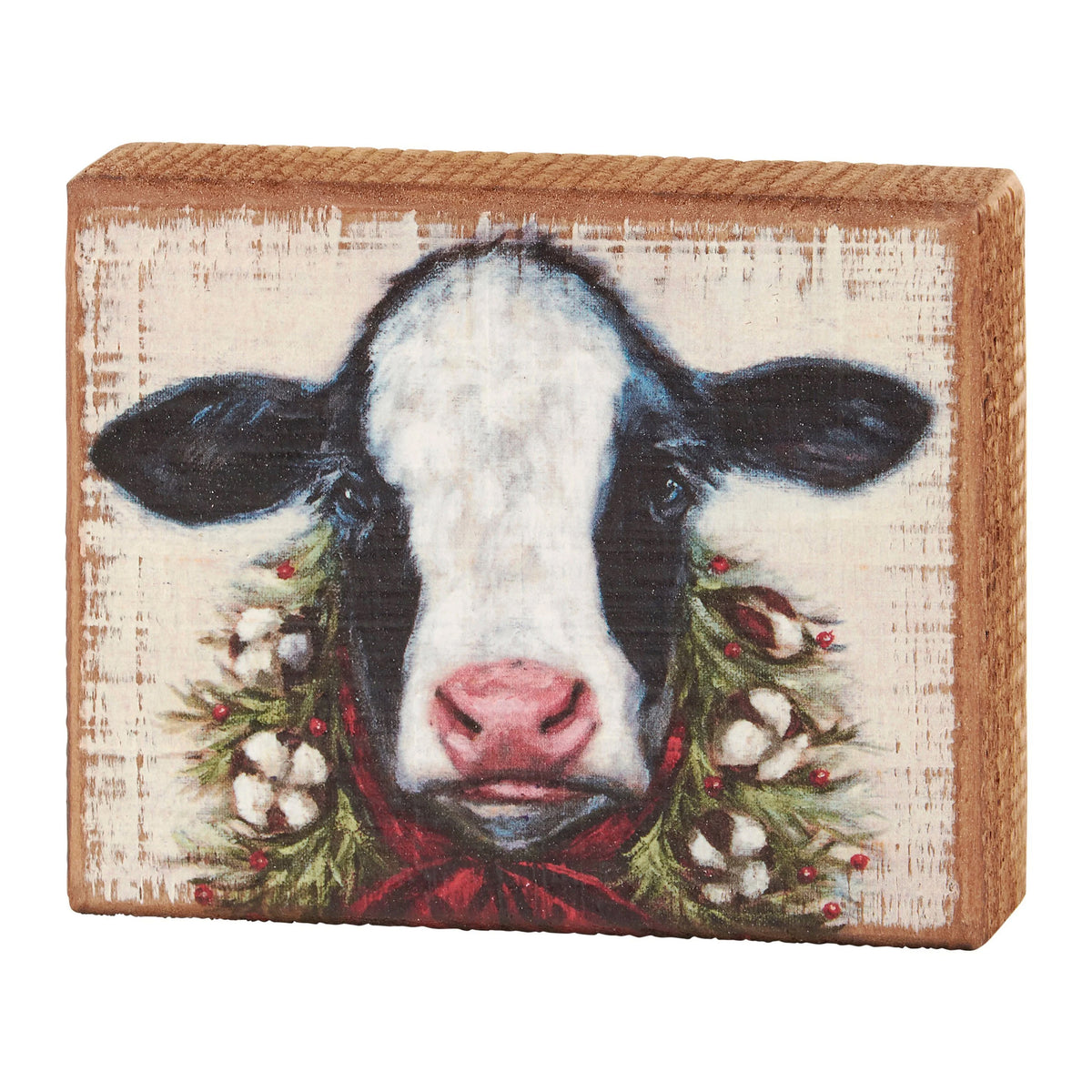 Mini Wood Block Shelf Decor, Merry Calf