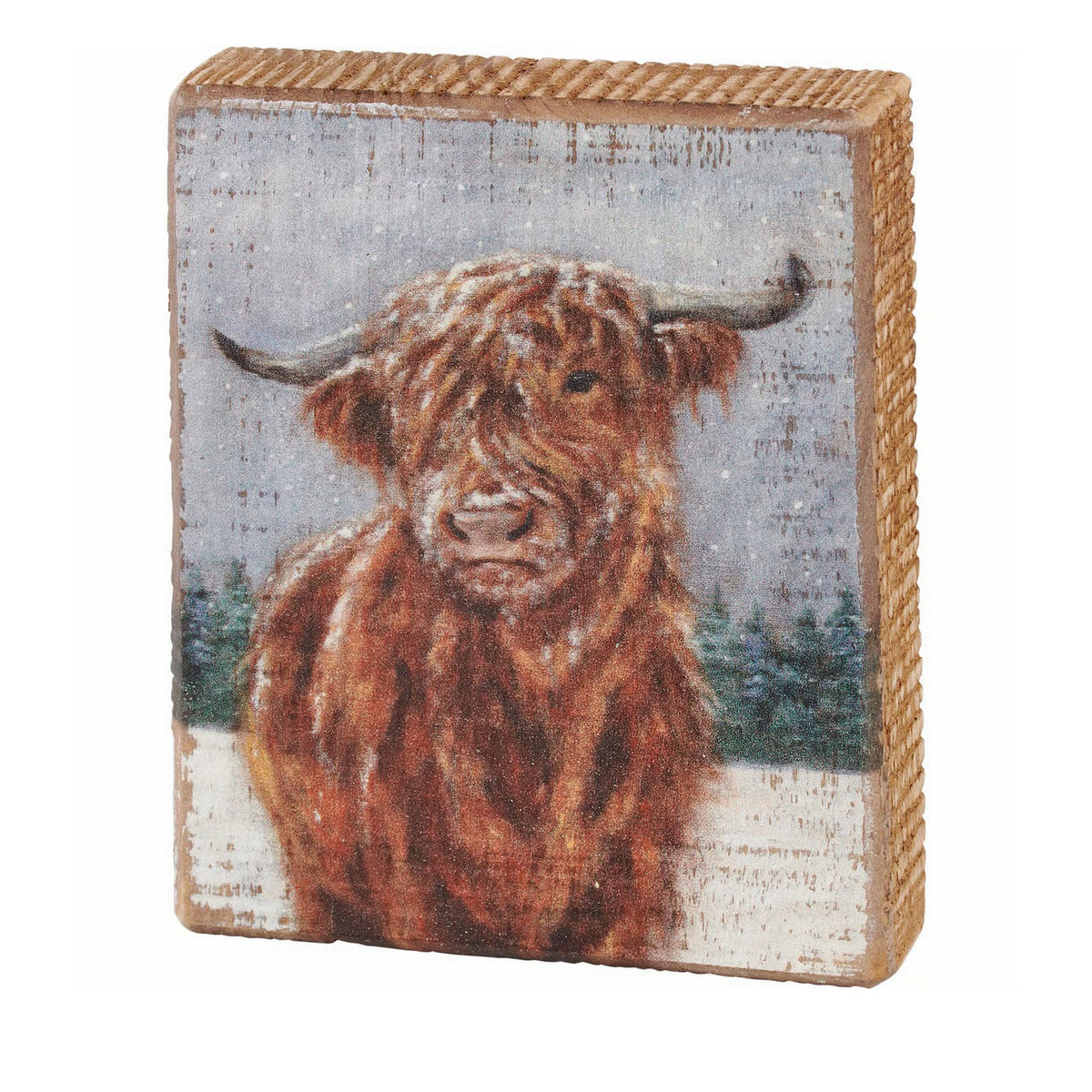 Mini Wood Block Shelf Decor, Snowy Highland