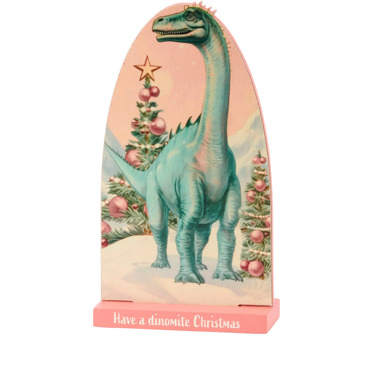 Mini Wood Block Shelf Decor, Dinomite Christmas