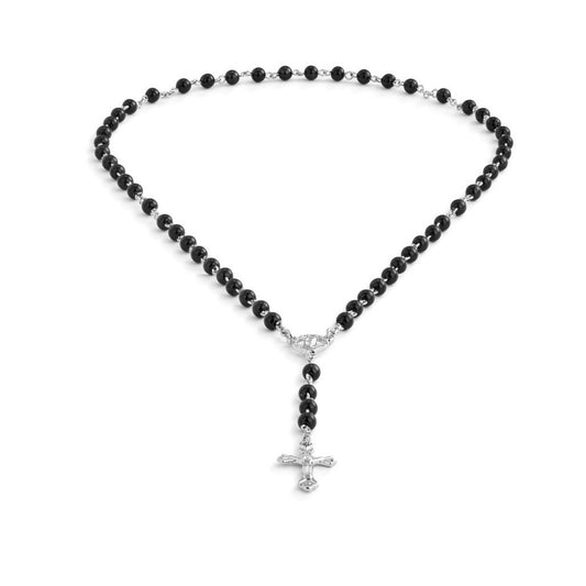 Black Colored Rosary with Pouch, 18in